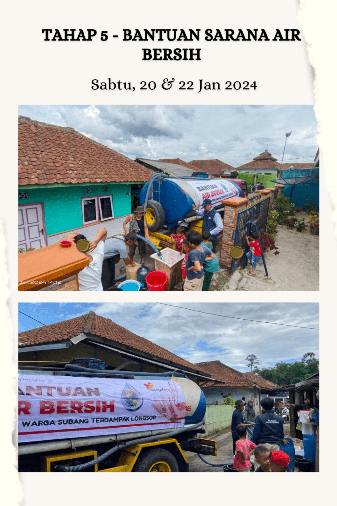 Distribusi Tahap 5 – Penyaluran Air Bersih terdampak longsor subang