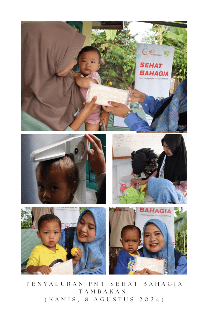 Penyaluran program pembagian pmt dan cek rutin di posyandu tambakan subang