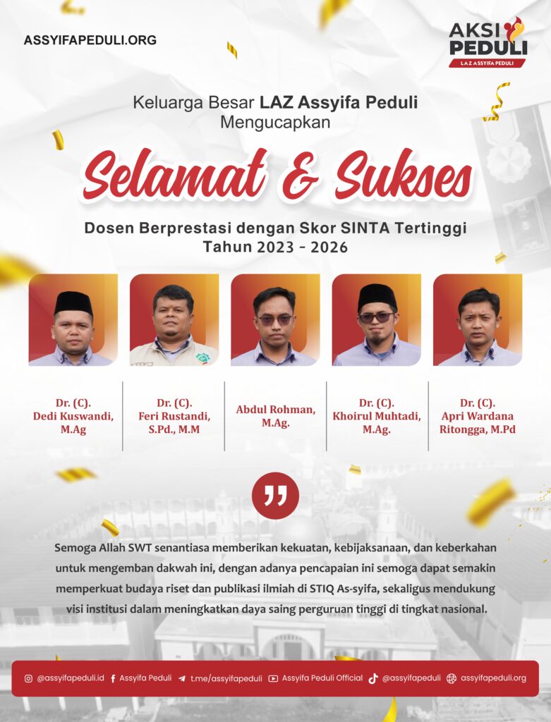 Yayasan As-Syifa Al-Khoeriyah Apresiasi 5 Dosen Berprestasi dengan Skor SINTA Tertinggi Melalui Beasiswa Guru Peradaban Assyifa Peduli Yayasan As-Syifa Al-Khoeriyah Apresiasi 5 Dosen Berprestasi dengan Skor SINTA Tertinggi Melalui Beasiswa Guru Peradaban Assyifa Peduli