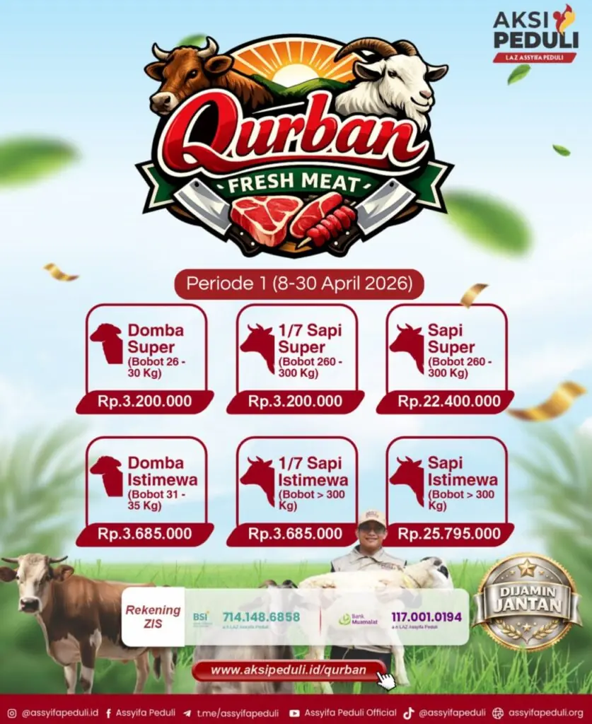 Pricelist Qurban 2026 Assyifa Peduli: Pilihan Mudah Berbagi Kebaikan Pricelist Qurban 2026 Assyifa Peduli: Pilihan Mudah Berbagi Kebaikan